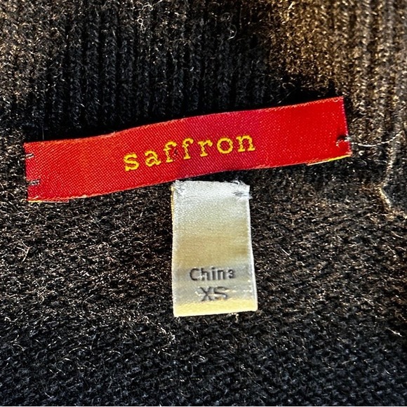 Saffron Womens Black Cashmere Open Front Cardigan Sweater Ruffles Size XS - Picture 3 of 8